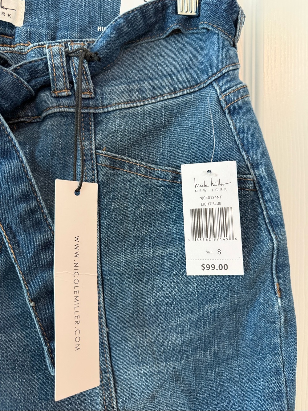 Nicole Miller Ankle Length or Petite Belted Stretch SOHO Wide Leg Jeans sz 8 - Picture 4 of 10